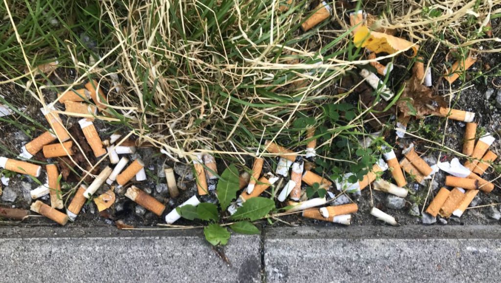 Weggeworfene Zigarettenkippen