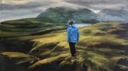 Gemälde Frau auf den Faröer-Inseln im blauen Anorak