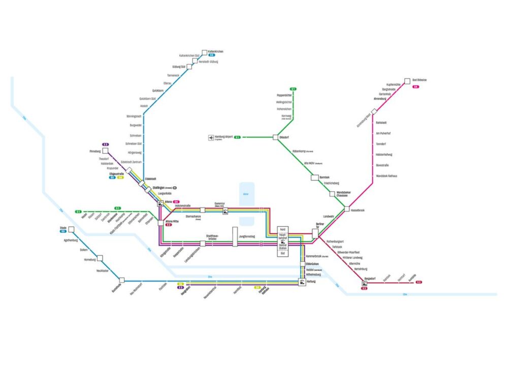 Geplanter S-Bahnlinienplan ab 2030 in Hamburg