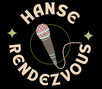 Logo: Schriftzug Hanse Rendezvous mit Mikrofon auf schwarzem Grund
