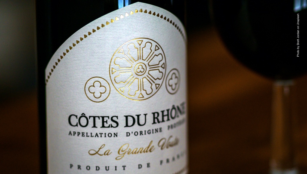 Etikett Côtes du Rhône Weinflasche